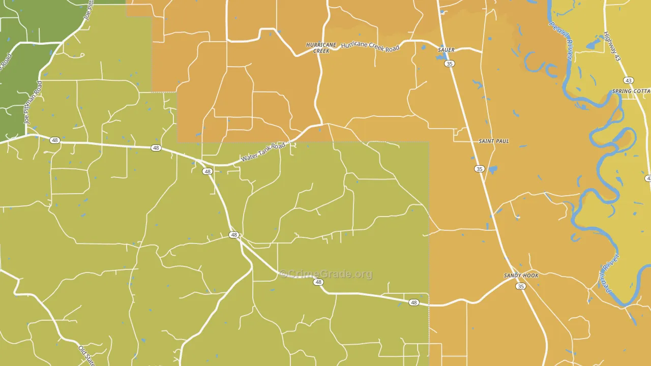 Sandy Hook, MS Map of Drug-Related Crime Rates