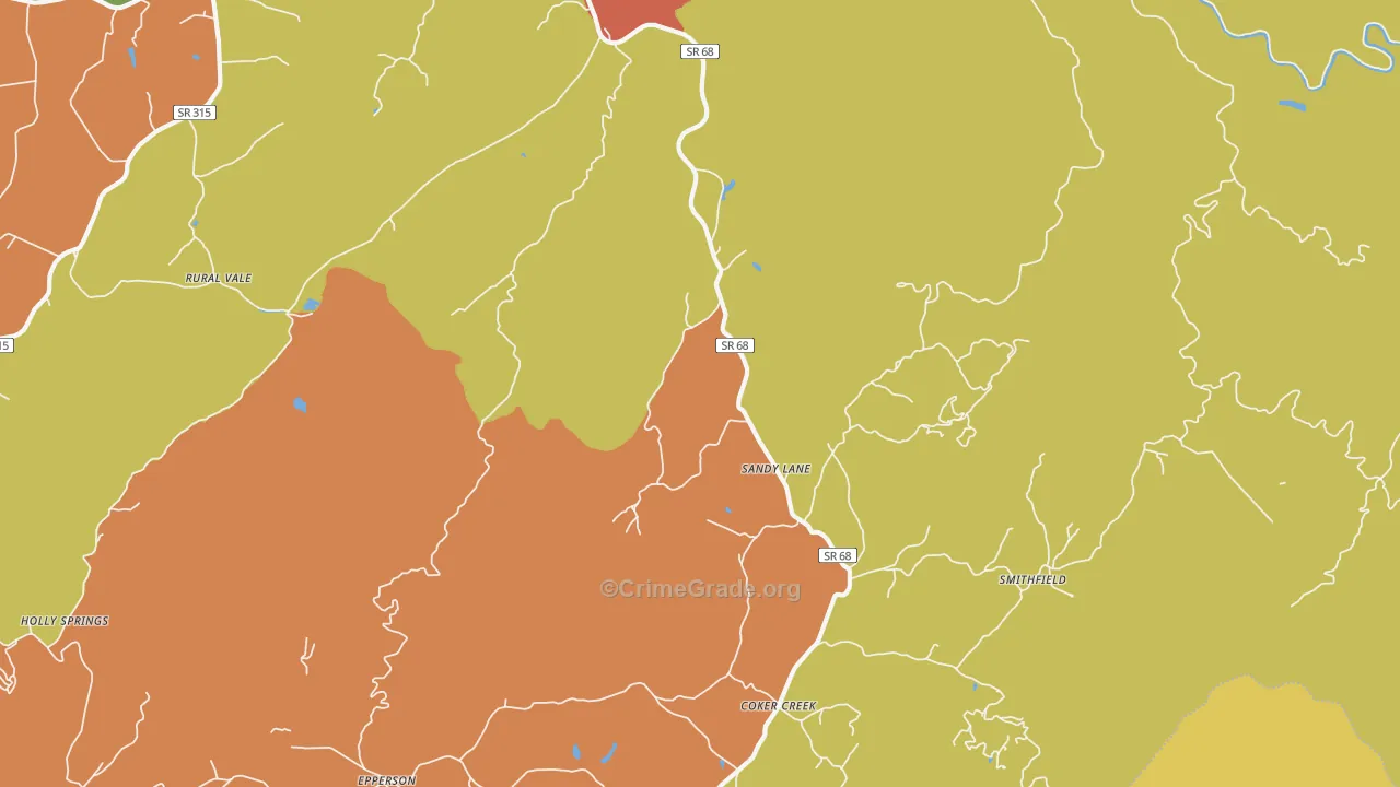 Sandy Lane, TN Map of Drug-Related Crime Rates