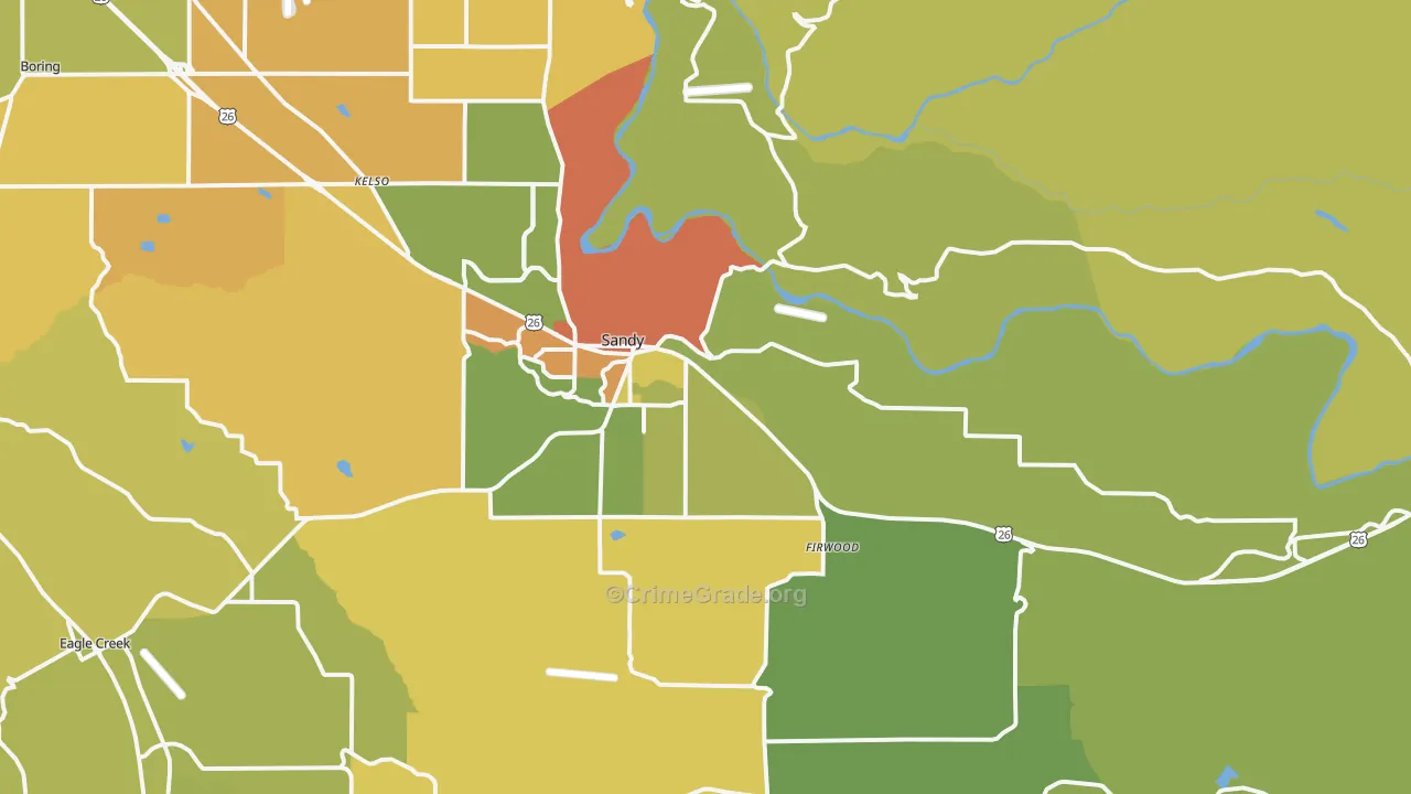 Sandy, OR Map of Drug-Related Crime Rates