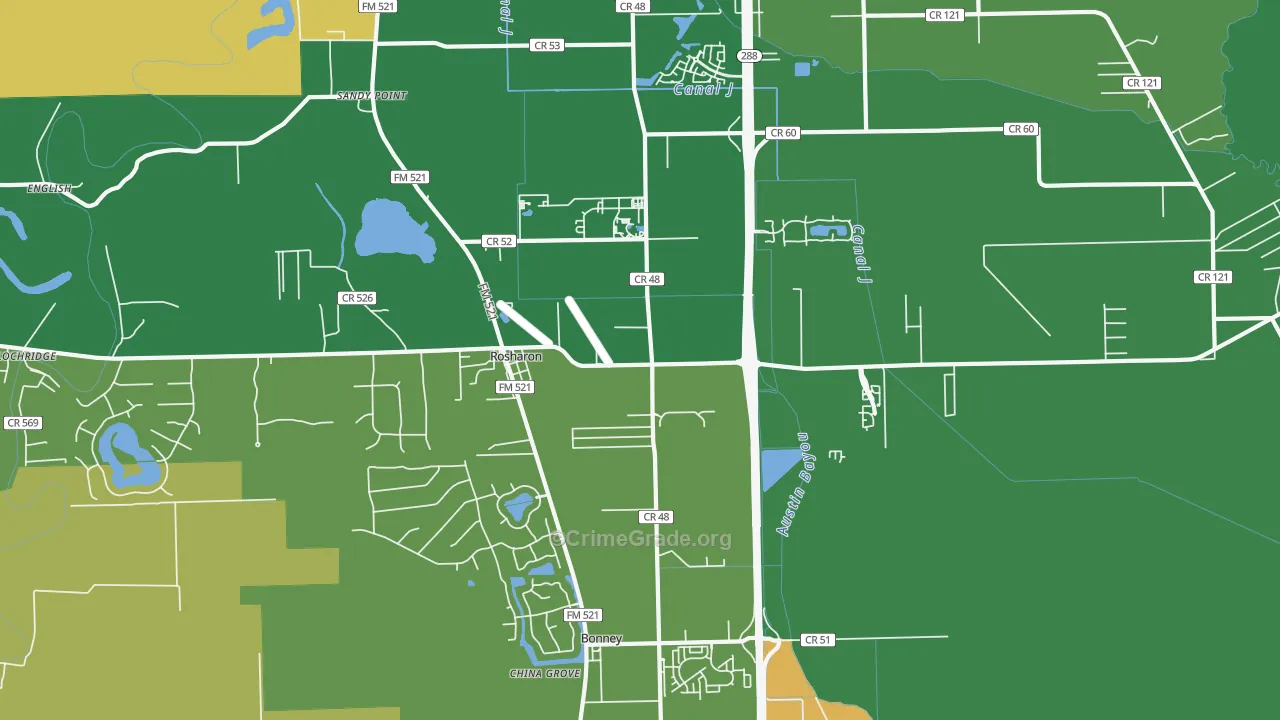 Sandy Point, TX Map of Drug-Related Crime Rates