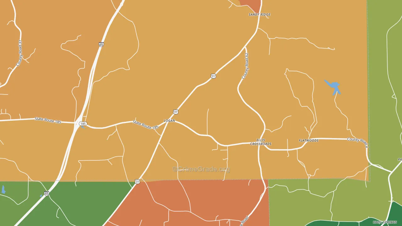 Sandy Ridge, AL Map of Drug-Related Crime Rates
