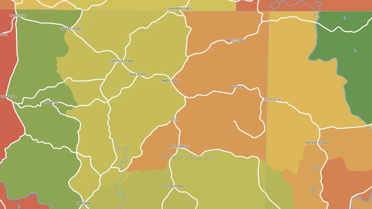 Sandy Ridge, NC Map of Drug-Related Crime Rates