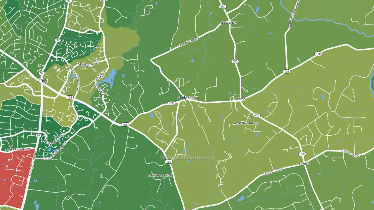Sandy Spring, MD Map of Drug-Related Crime Rates