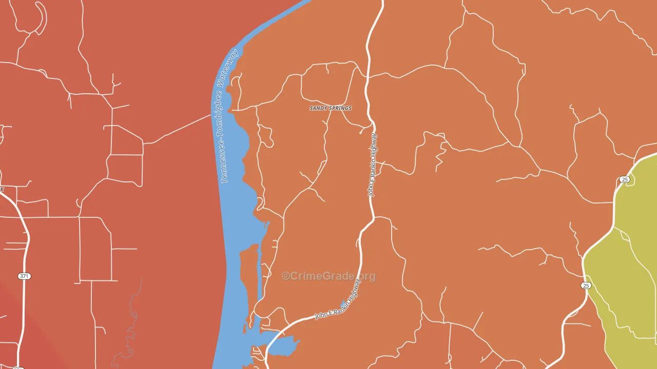 Sandy Springs, MS Map of Drug-Related Crime Rates