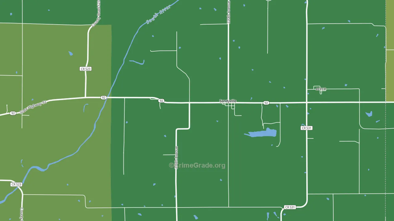 Sandyville, IA Map of Drug-Related Crime Rates