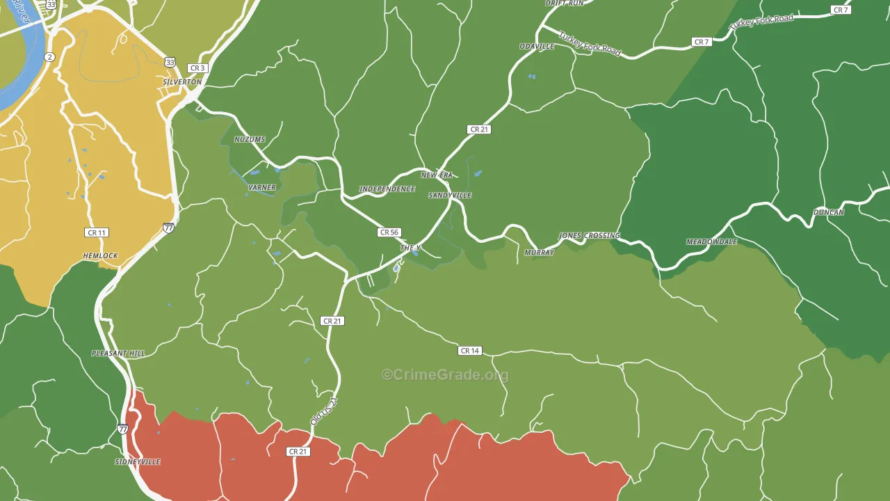 Sandyville, WV Map of Drug-Related Crime Rates