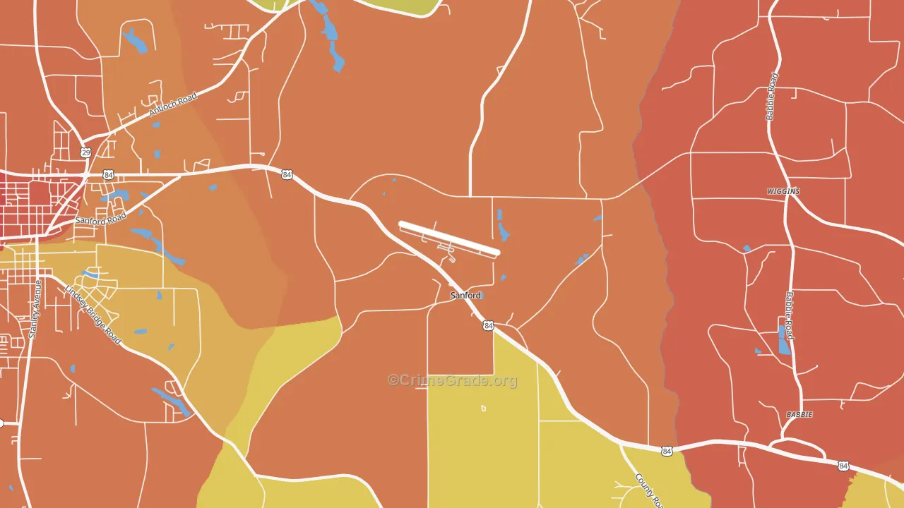 Sanford, AL Map of Drug-Related Crime Rates