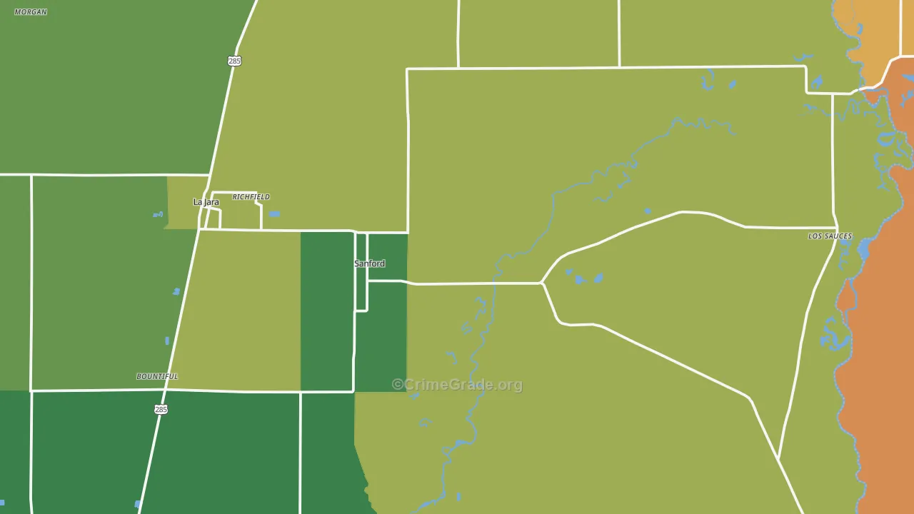 Sanford, CO Map of Drug-Related Crime Rates
