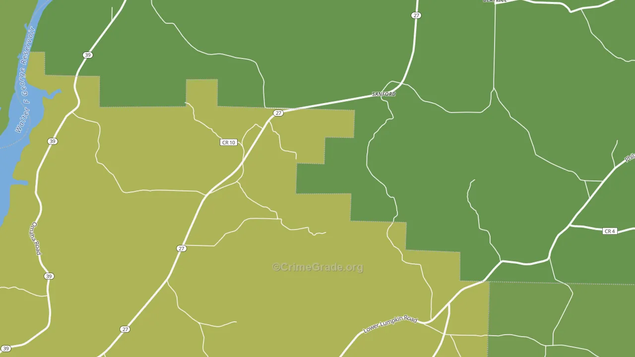 Sanford, GA Map of Drug-Related Crime Rates