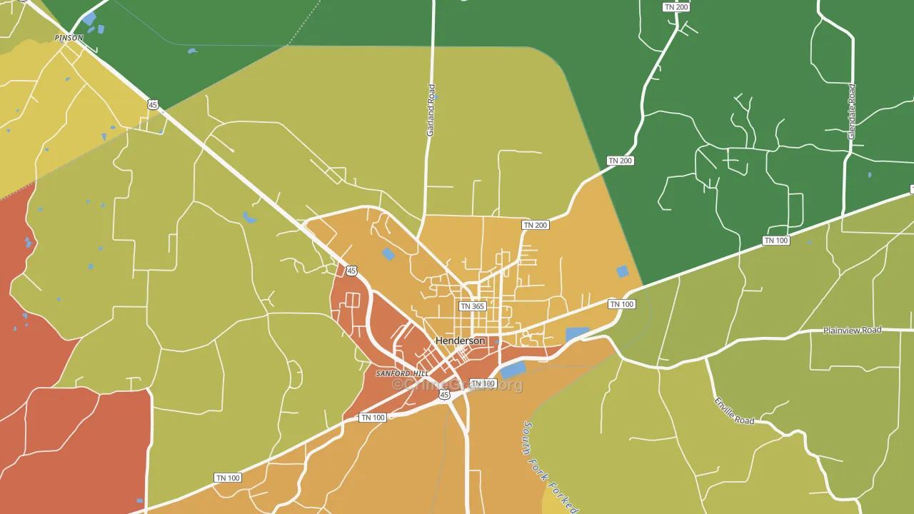 Sanford Hill, TN Map of Drug-Related Crime Rates