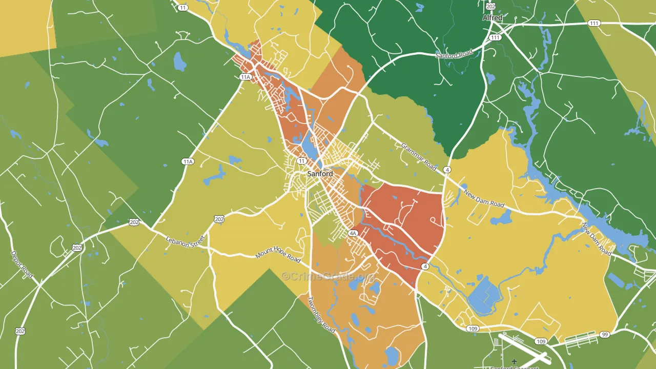 Sanford, ME Map of Drug-Related Crime Rates