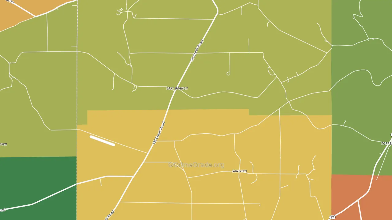 Sanford, PA Map of Drug-Related Crime Rates