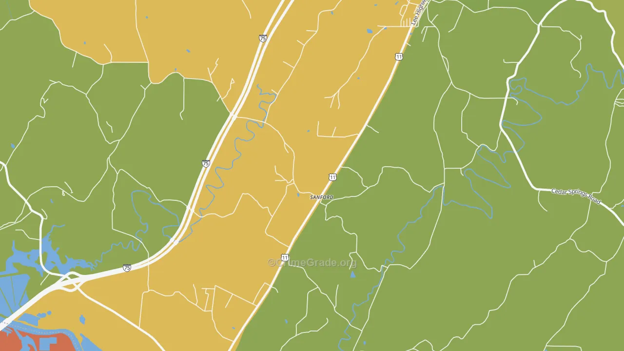 Sanford, TN Map of Drug-Related Crime Rates
