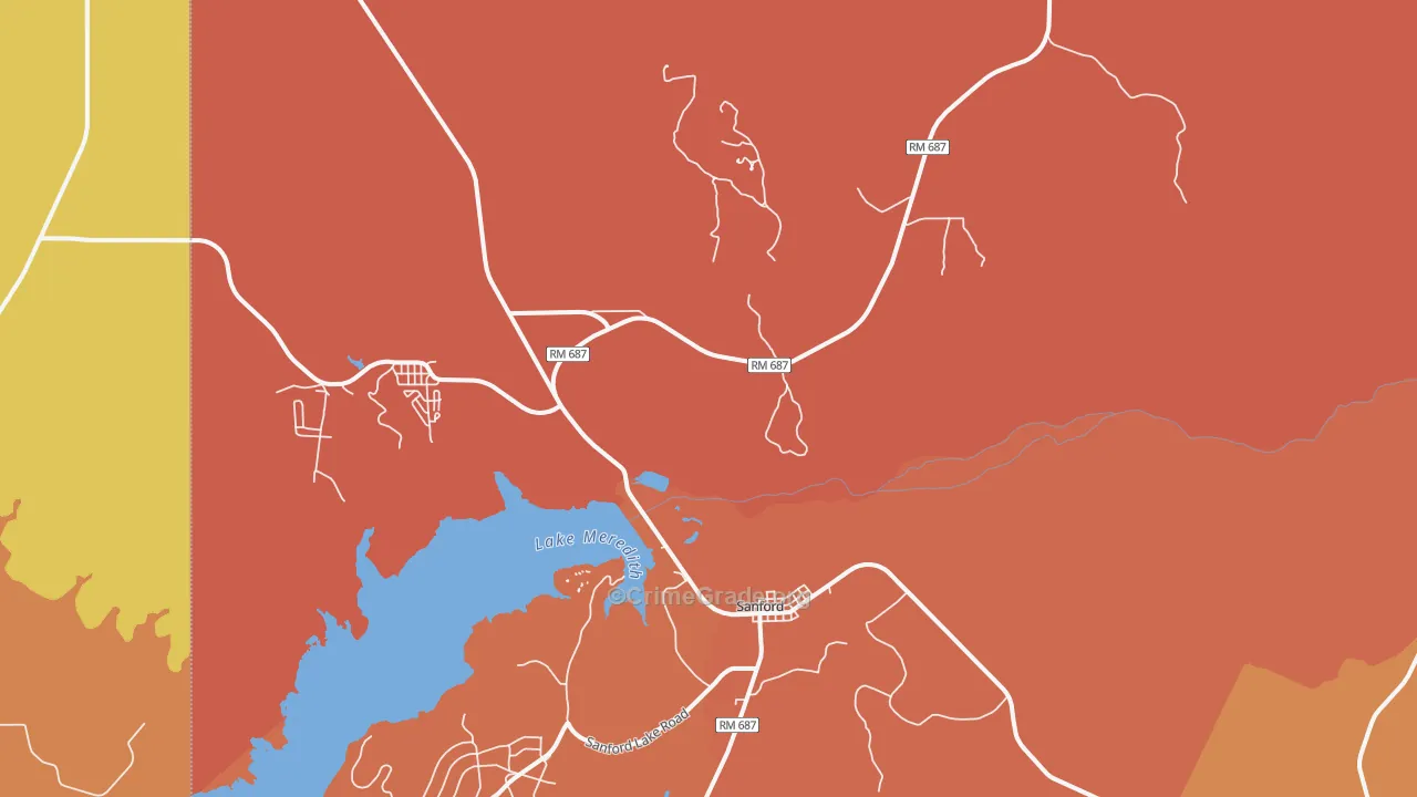 Sanford, TX Map of Drug-Related Crime Rates