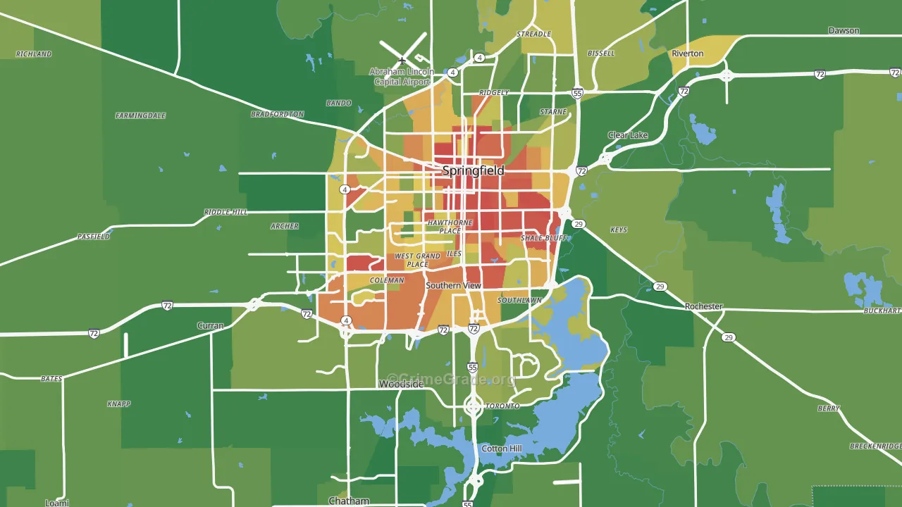 Sangamon County, IL Map of Drug-Related Crime Rates