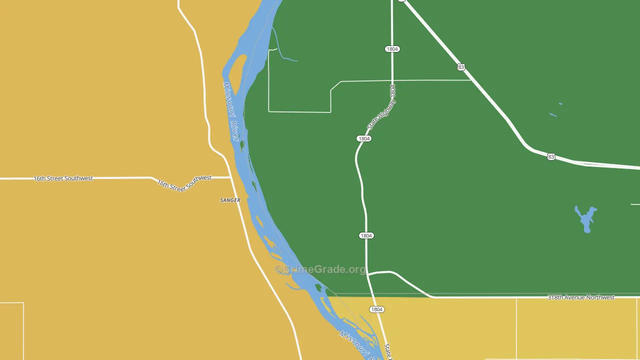 Sanger, ND Map of Drug-Related Crime Rates