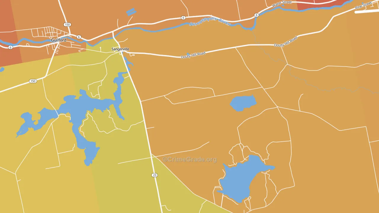 Sangerville, ME Map of Drug-Related Crime Rates