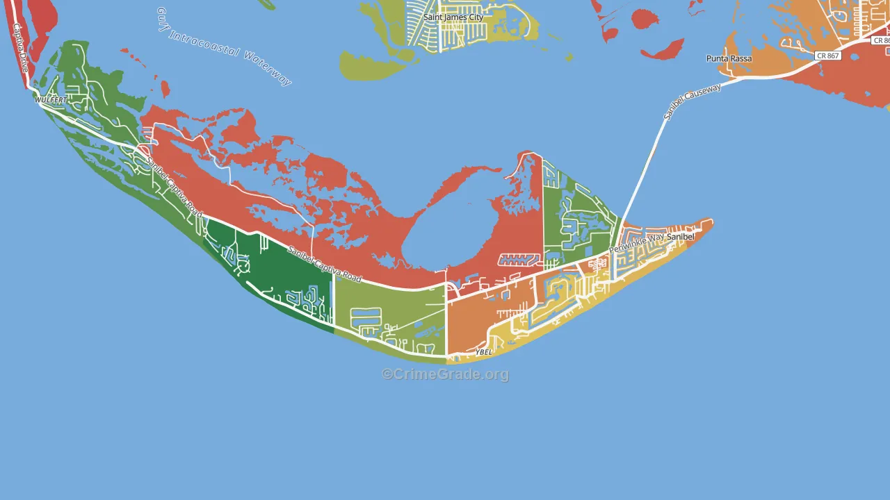 Sanibel, FL Map of Drug-Related Crime Rates