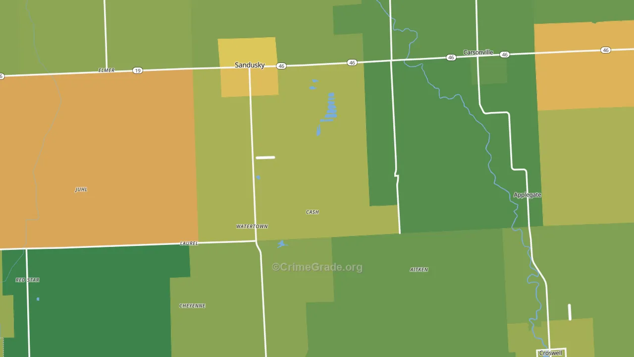 Sanilac County, MI Map of Drug-Related Crime Rates