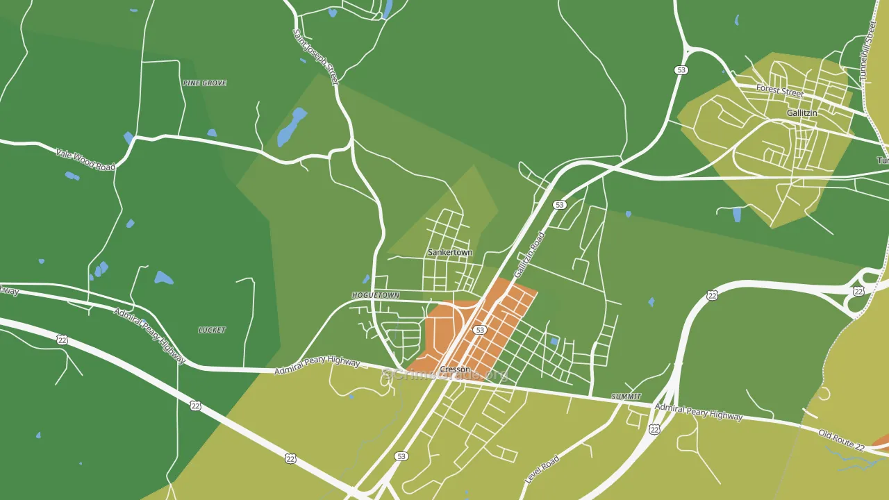 Sankertown, PA Map of Drug-Related Crime Rates