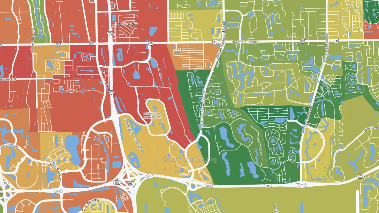 Sans Pareil, Jacksonville, FL Map of Drug-Related Crime Rates