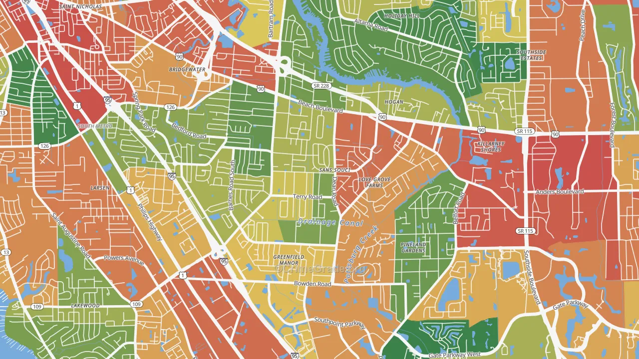 Sans Souci, Jacksonville, FL Map of Drug-Related Crime Rates