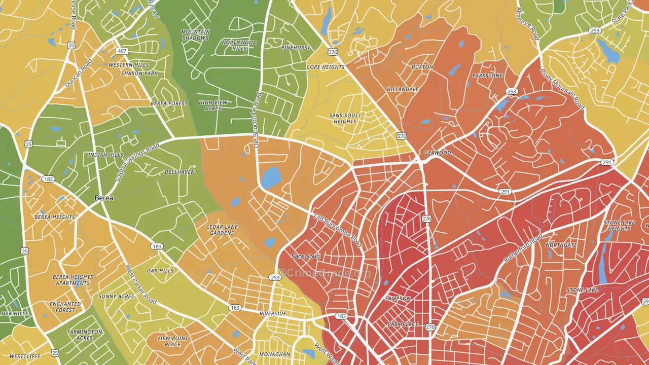 Sans Souci, SC Map of Drug-Related Crime Rates