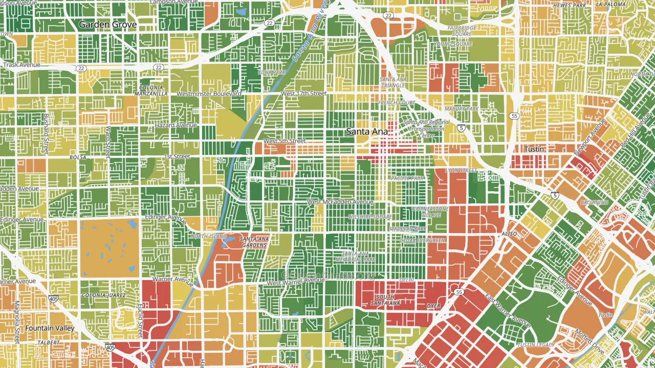 Santa Ana, CA Map of Drug-Related Crime Rates