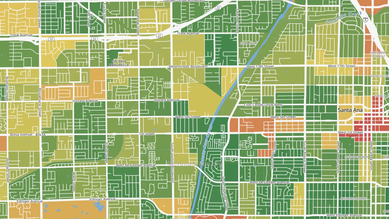 Santa Anita, Santa Ana, CA Map of Drug-Related Crime Rates
