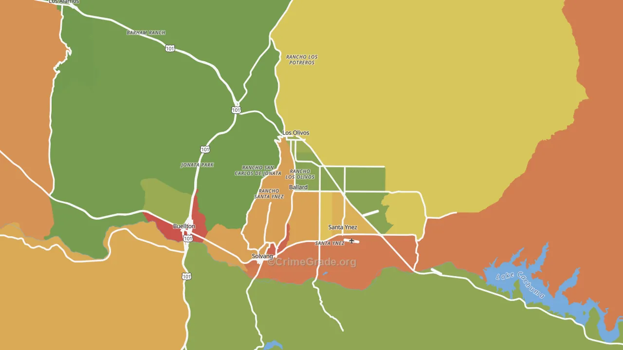 Santa Barbara County, CA Map of Drug-Related Crime Rates