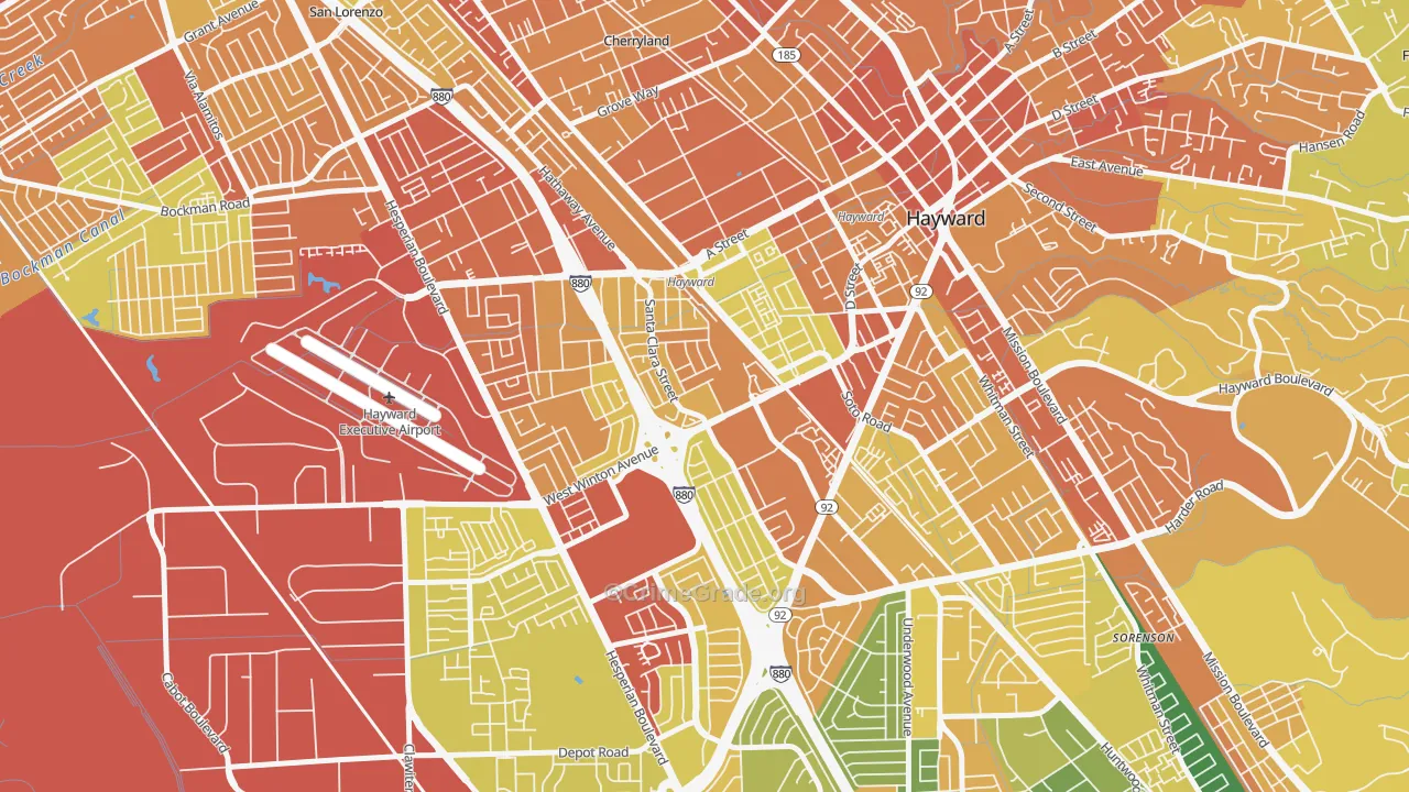 Santa Clara Street, Hayward, CA Map of Drug-Related Crime Rates