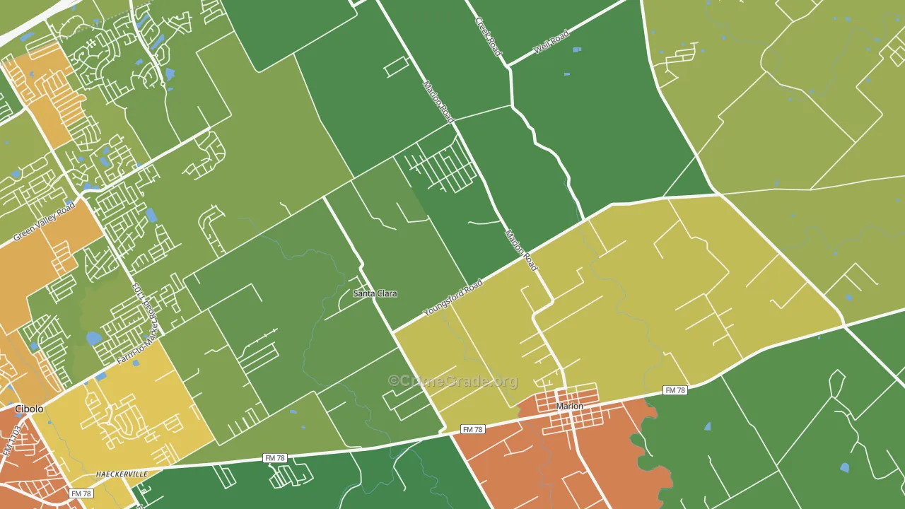 Santa Clara, TX Map of Drug-Related Crime Rates