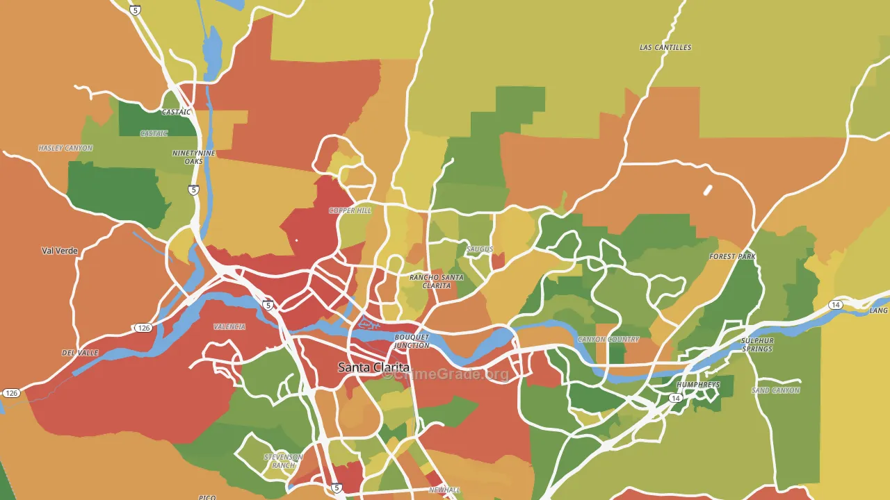 Santa Clarita, CA Map of Drug-Related Crime Rates