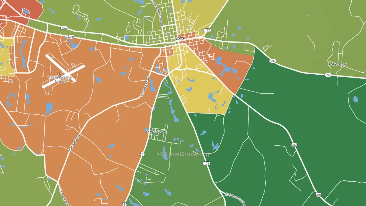 Santa Claus, GA Map of Drug-Related Crime Rates