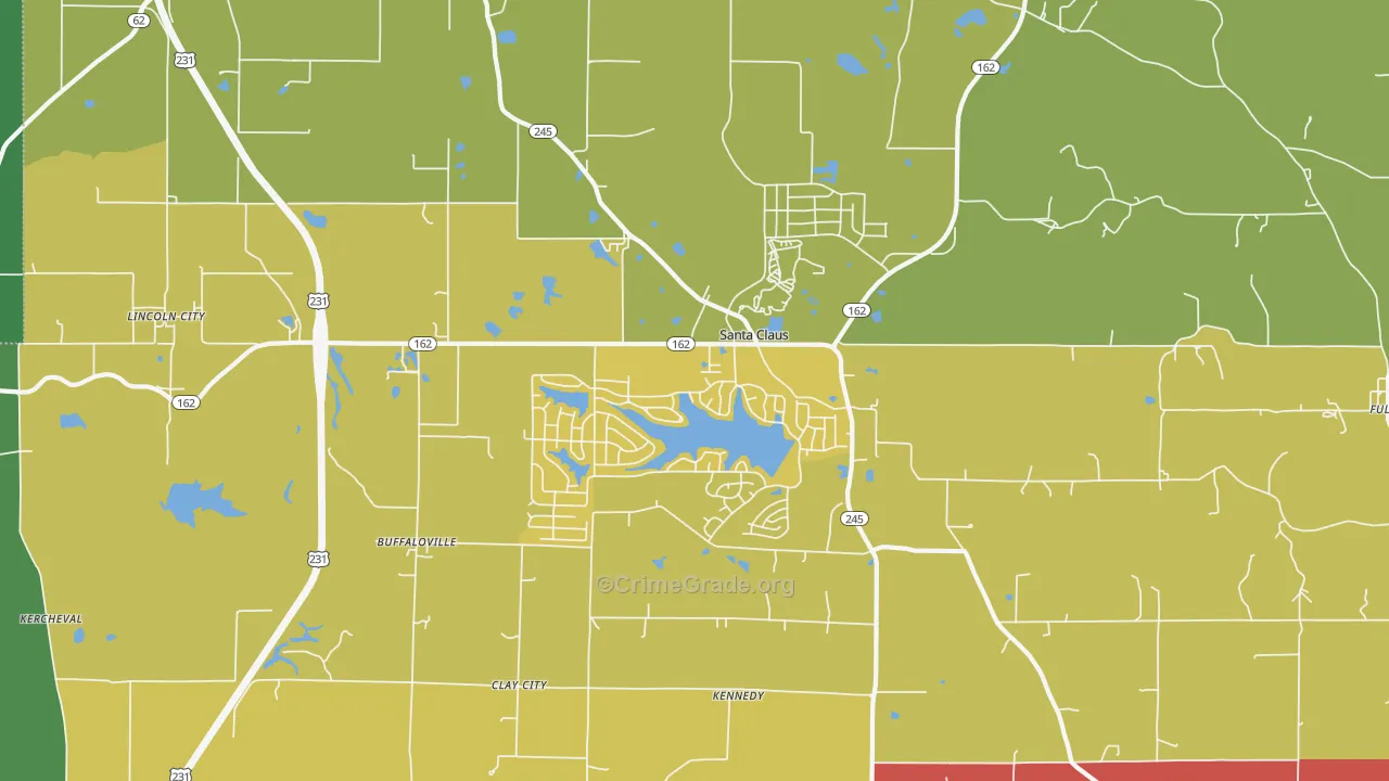 Santa Claus, IN Map of Drug-Related Crime Rates