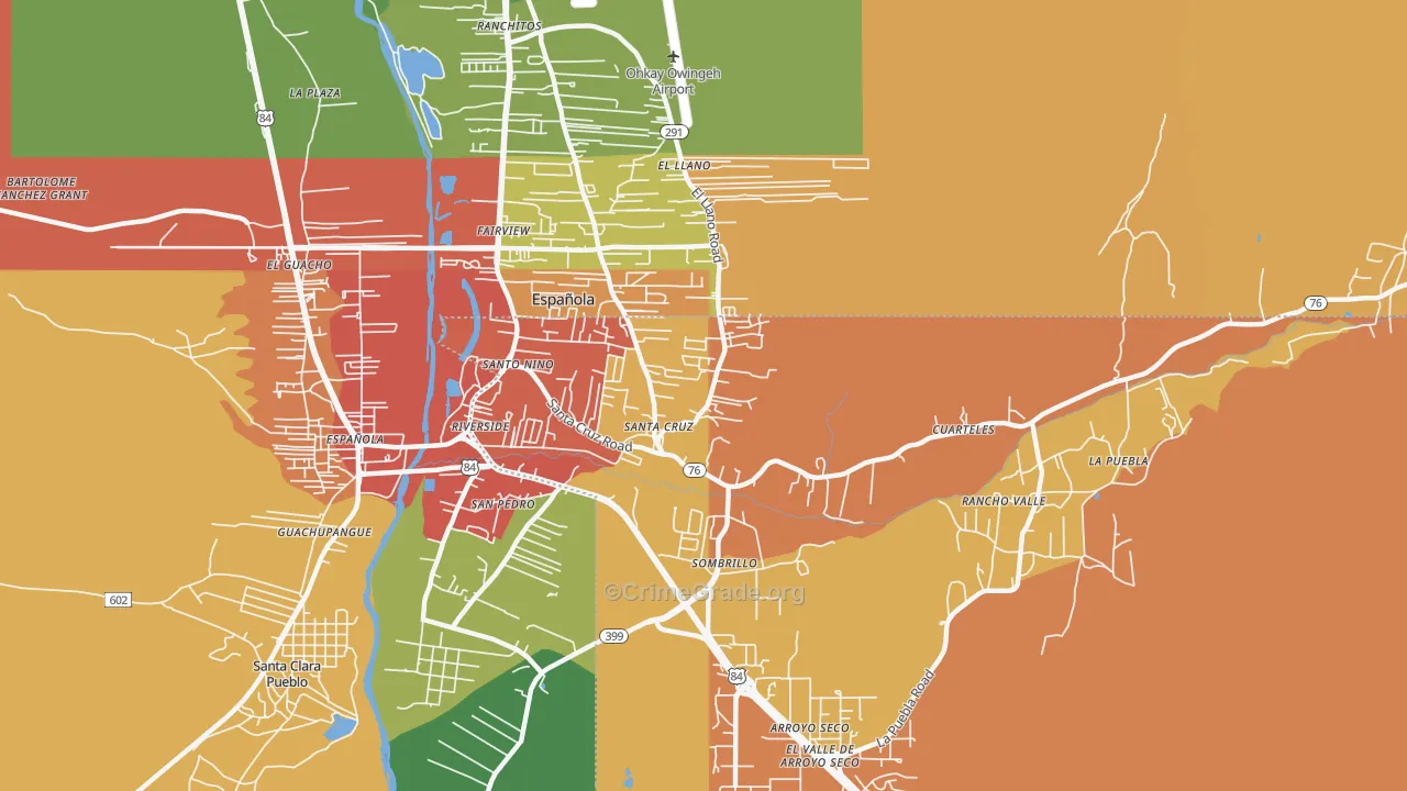 Santa Cruz, NM Map of Drug-Related Crime Rates