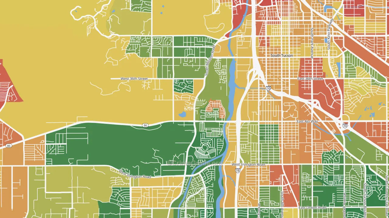 Santa Cruz Southwest, Tucson, AZ Map of Drug-Related Crime Rates