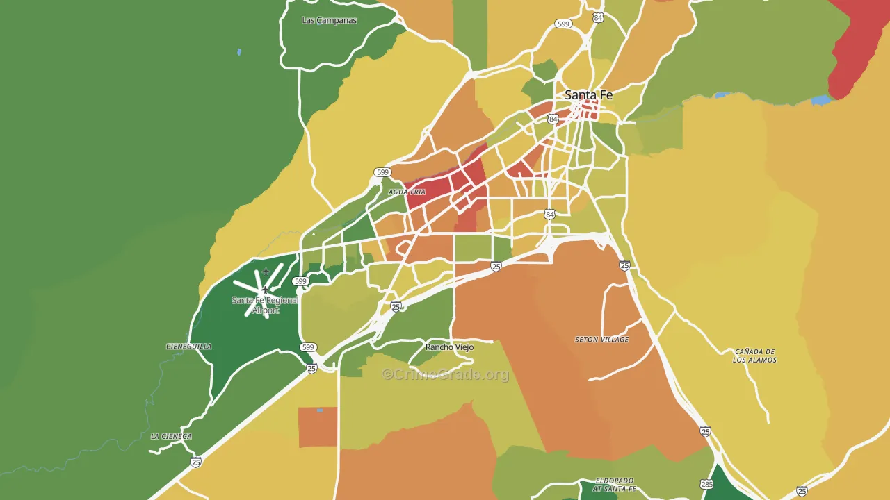 Santa Fe County, NM Map of Drug-Related Crime Rates