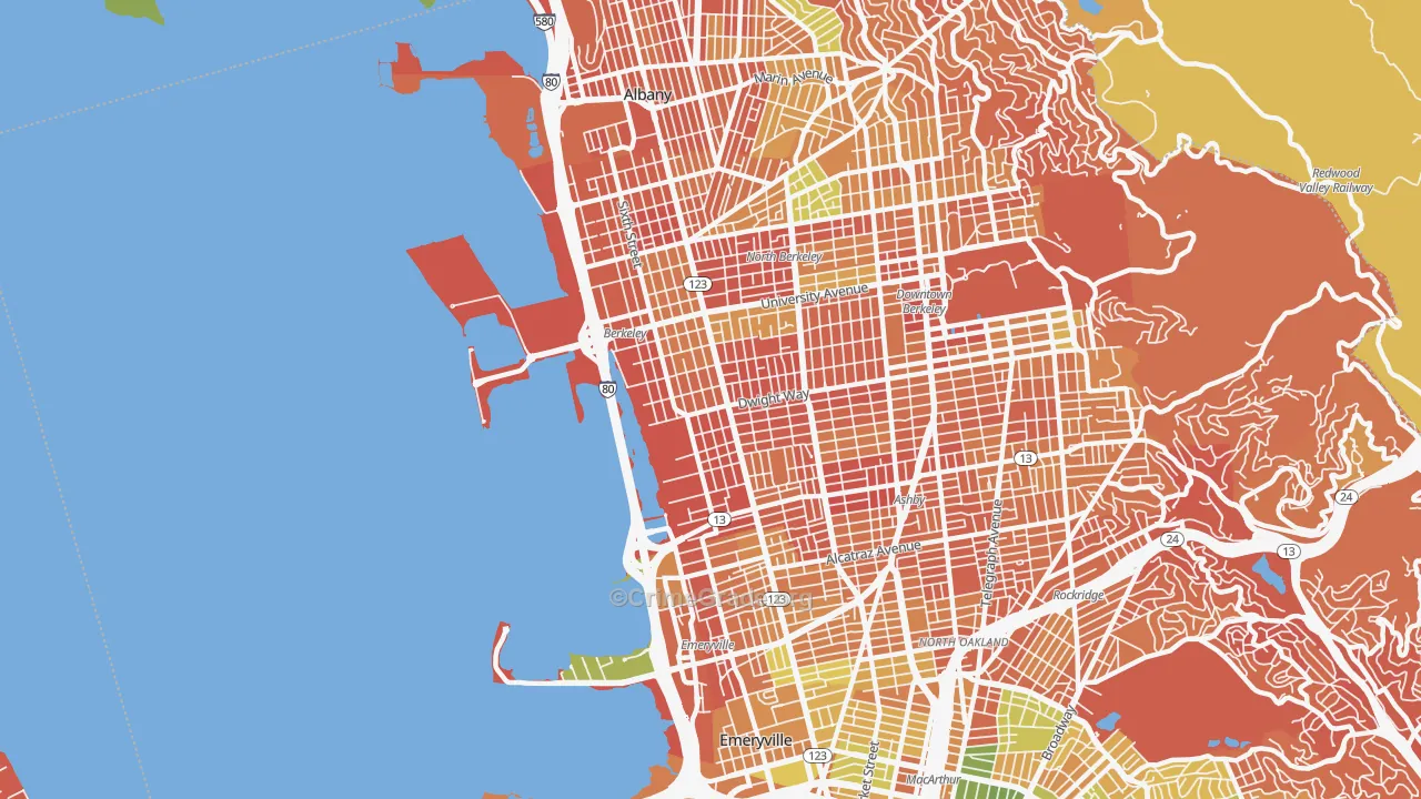 Santa Fe, Emeryville, CA Map of Drug-Related Crime Rates