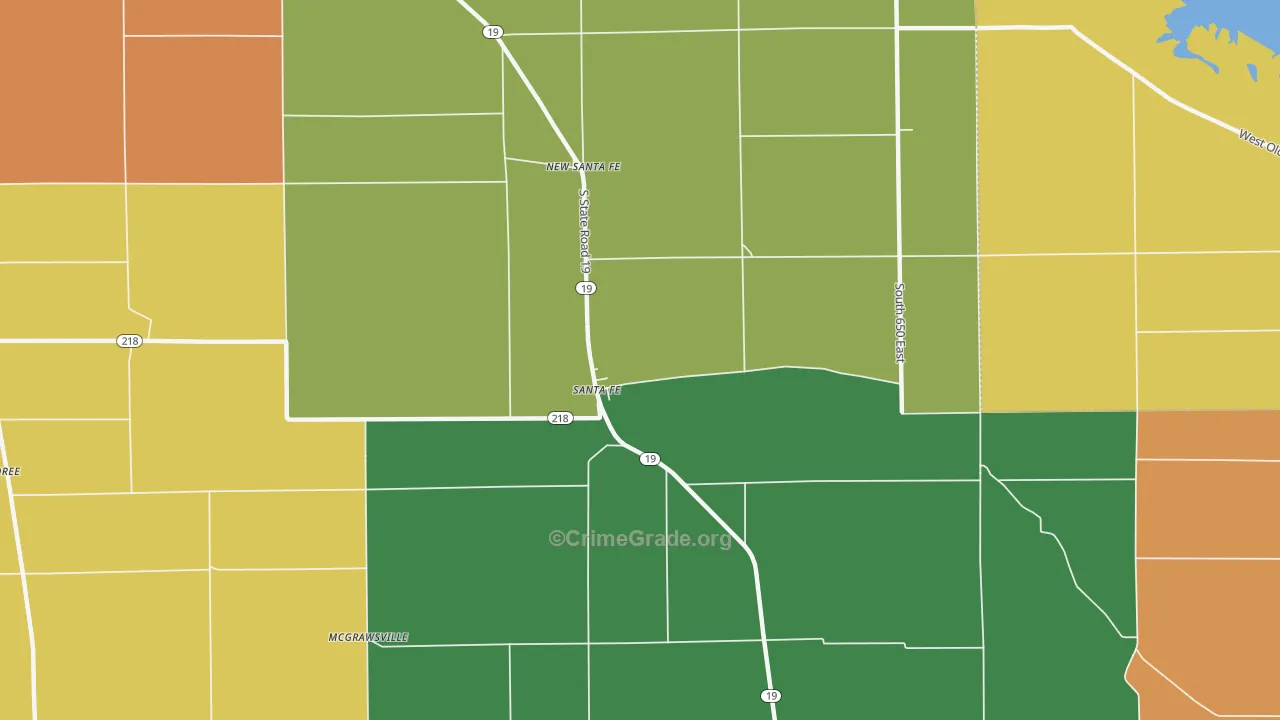 Santa Fe, IN Map of Drug-Related Crime Rates