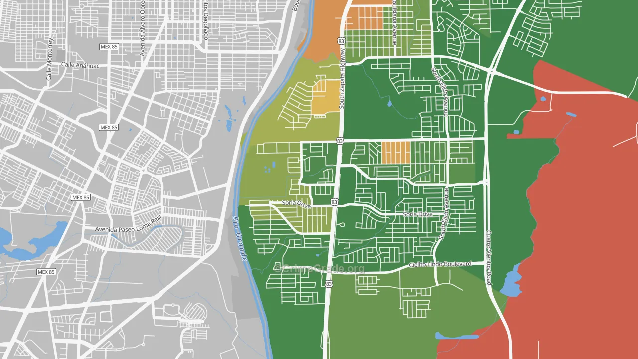 Santa Fe, Laredo, TX Map of Drug-Related Crime Rates