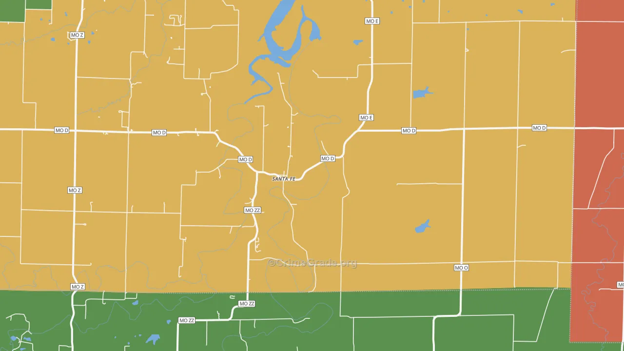 Santa Fe, MO Map of Drug-Related Crime Rates