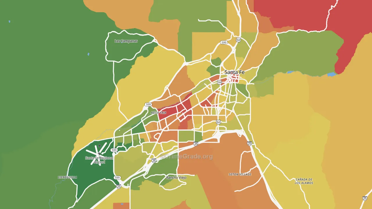 Santa Fe, NM Map of Drug-Related Crime Rates
