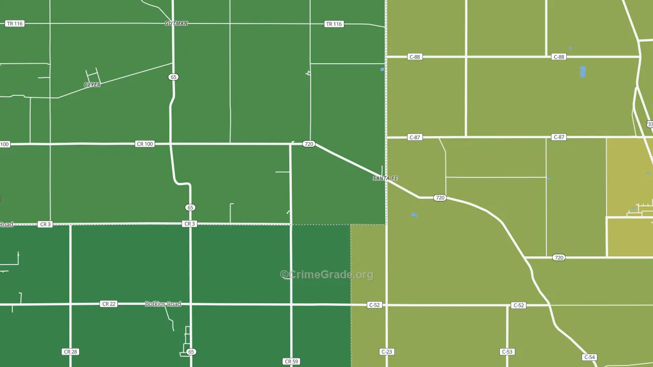 Santa Fe, OH Map of Drug-Related Crime Rates