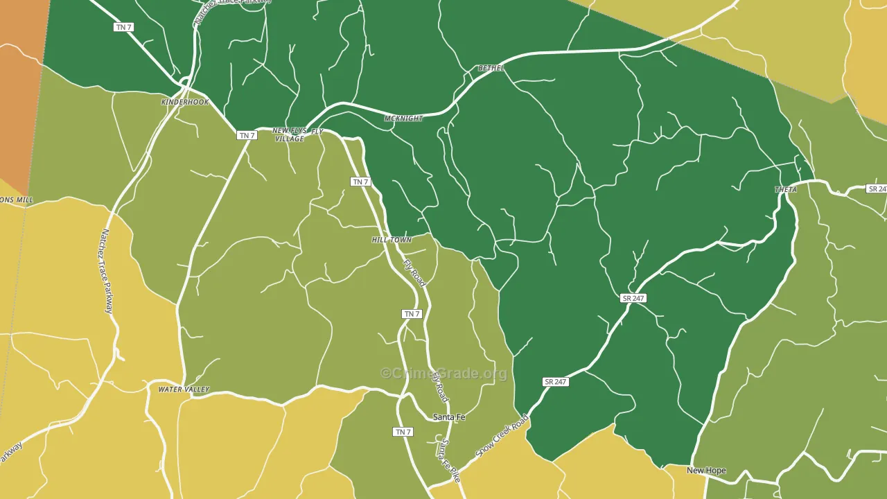 Santa Fe, TN Map of Drug-Related Crime Rates