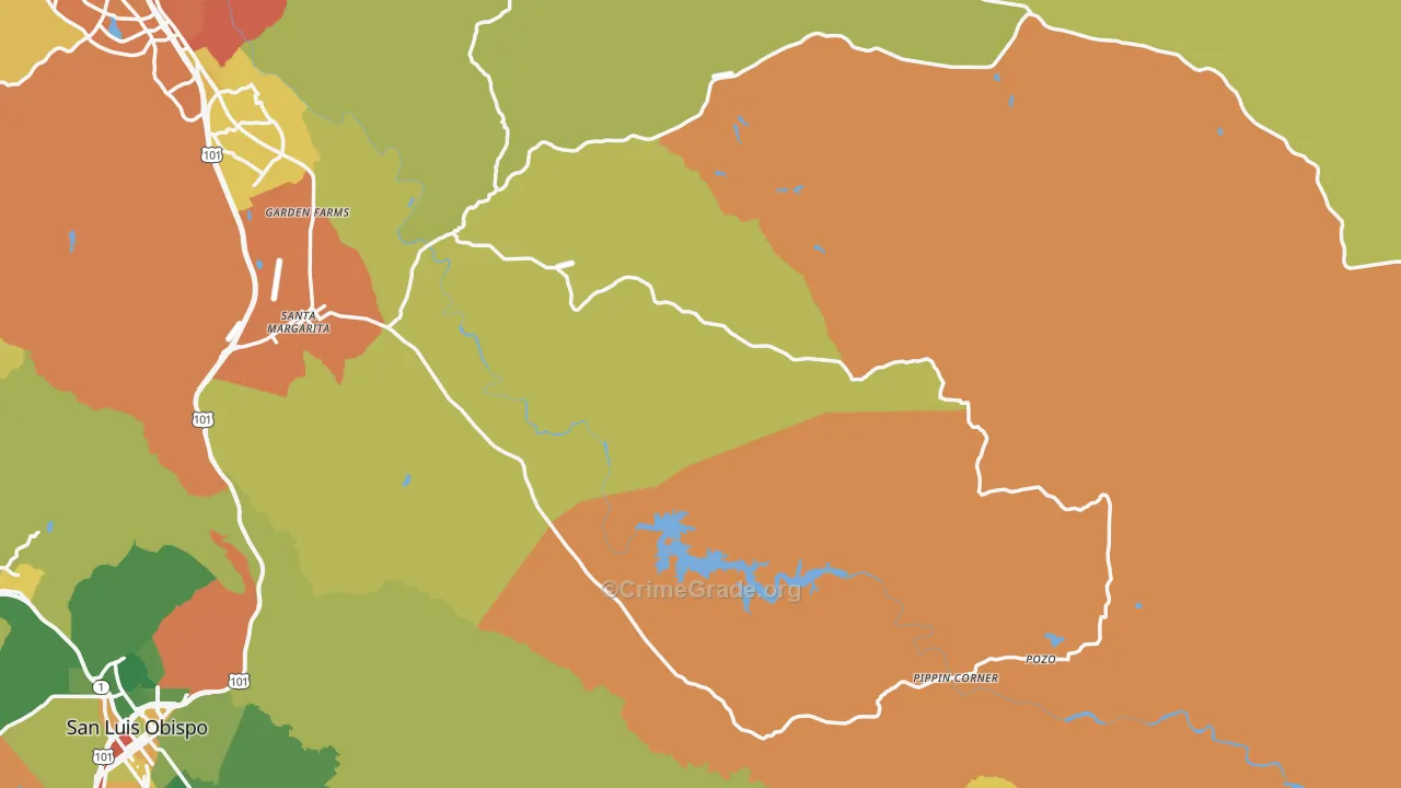 Santa Margarita, CA Map of Drug-Related Crime Rates