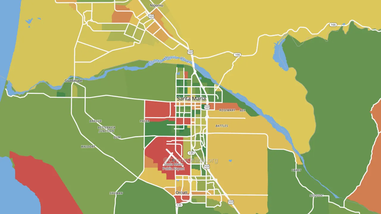 Santa Maria, CA Map of Drug-Related Crime Rates