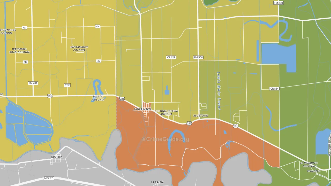 Santa Maria, TX Map of Drug-Related Crime Rates