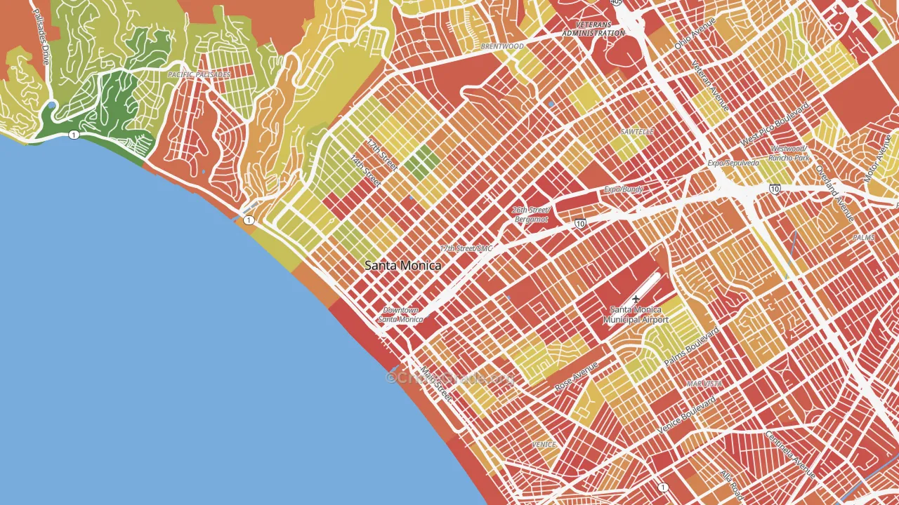 Santa Monica, CA Map of Drug-Related Crime Rates