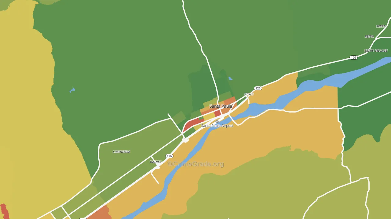 Santa Paula, CA Map of Drug-Related Crime Rates